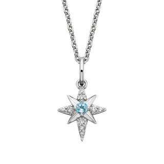 Sterling Silver Blue & White Topaz Star Necklace