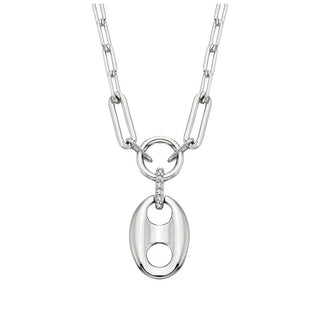 Sterling Silver Mariner Link Diamond Necklace