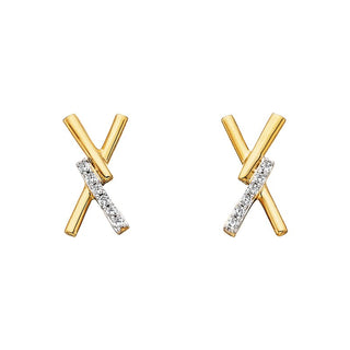 10k Yellow Gold Diamond X Earrings