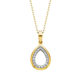 14k Yellow Gold Teardrop Halo Pendant