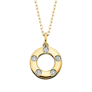 10k Yellow Gold Flush Set Diamond Circle Pendant