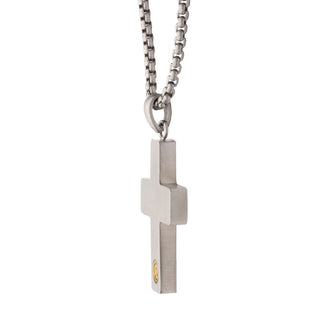 1.6mm Lab Diamond Stainless Steel Cross Necklace
