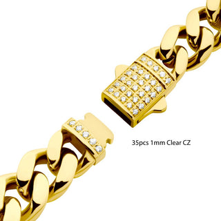 8mm 18K Gold IP CZ Miami Cuban Chain Bracelet