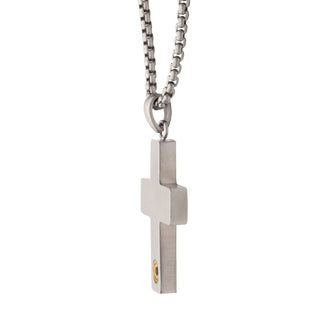 1.6mm Genuine Black Sapphire Stainless Steel Cross Necklace