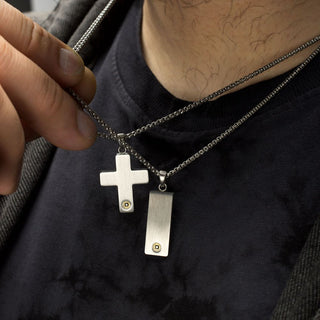 1.6mm Genuine Black Sapphire Stainless Steel Cross Necklace