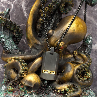 Black IP Steel Genuine Black Sapphire Gem Dog Tag Pendant