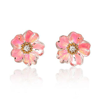 Sterling Silver and 14K Yellow Gold Cherry Blossom Earrings