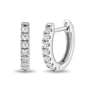 Sterling Silver Pave CZ Huggie Hoops