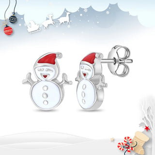 Sterling Silver Christmas Snowman Earrings