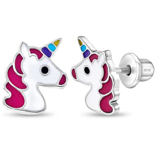 Sterling Silver Rainbow Unicorn Earrings