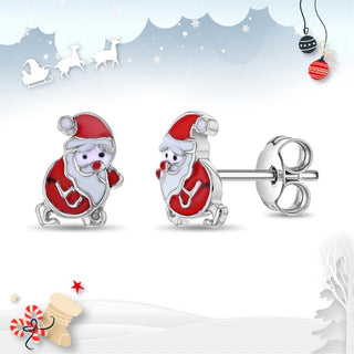 Sterling Silver Santa Earrings