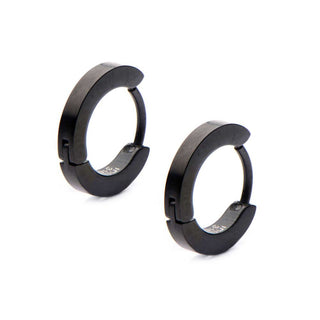 Black IP Plain Huggies Earrings