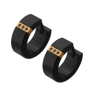 Black IP Steel Matte Finish Kraken Huggie Earrings with 1mm Geniune Black Sapphire