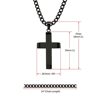Black IP Stainless Steel Cross Necklace