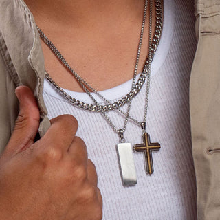Steel Engraveable Drop Pendant with Round Box Chain