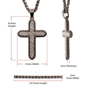 Gun Metal IP Stainless Steel  Chiseled Bold Cross Necklace